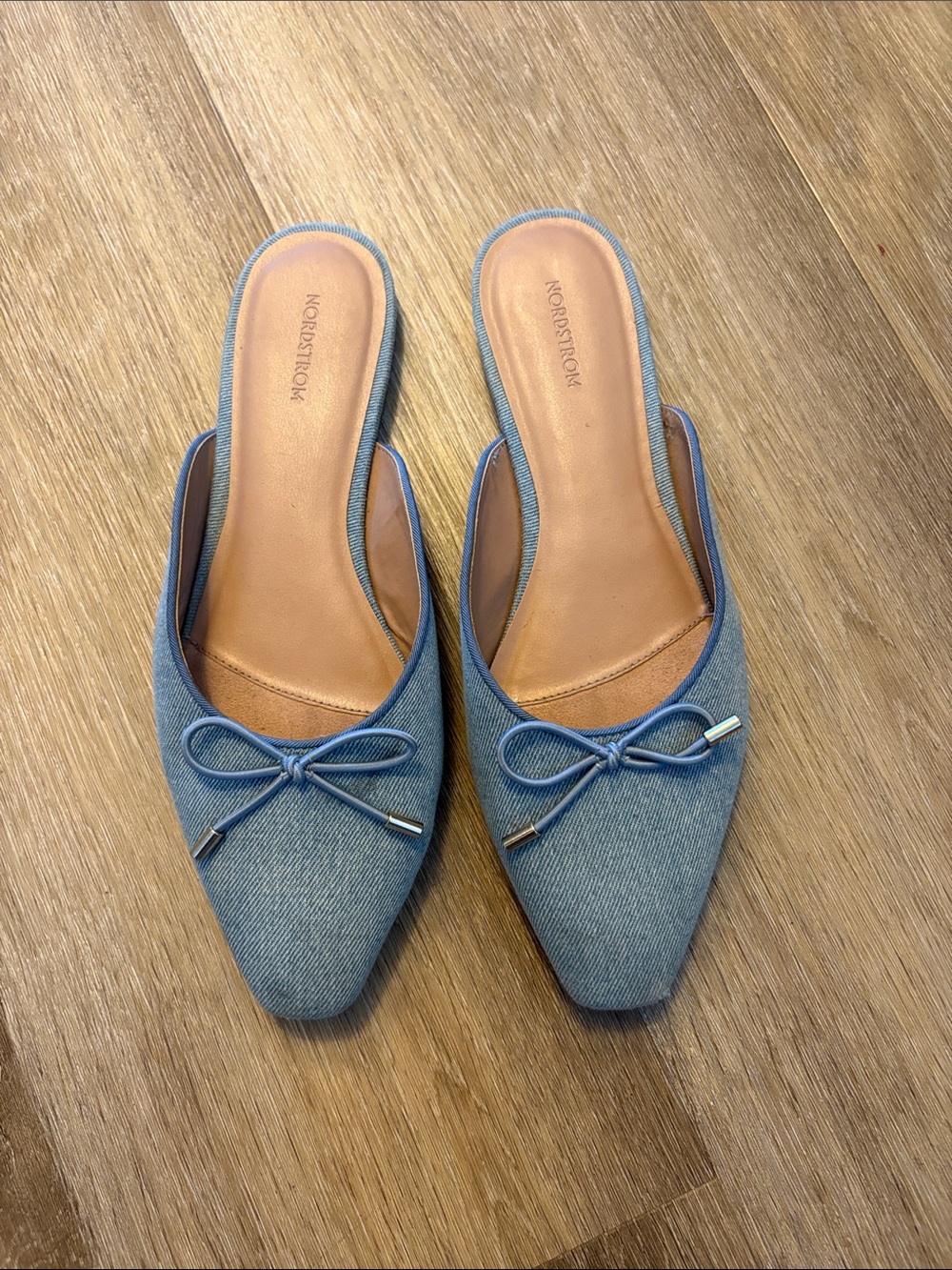 Nordstrom Blue Denim Pointed Mule Flats